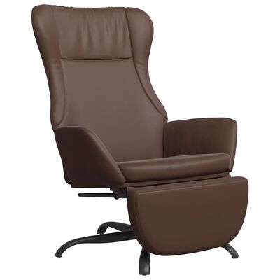 vidaXL Fotel z podnóżkiem, brązowy z połyskiem, obity sztuczną skórą