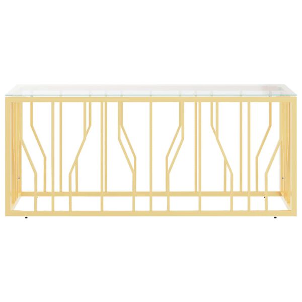 vidaXL Stolik kawowy, 110x45x45 cm, stal nierdzewna i szkło