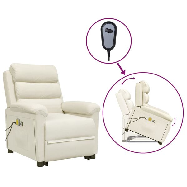 vidaXL Podnoszony fotel masujący, kremowy, aksamitny