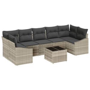 vidaXL Zestaw Sof z poduszką Jasnoszary 55 x 55 x 37 cm polirattan