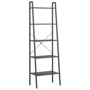 vidaXL Regał drabina z 5 p&oacute;łkami, czarny, 56x35x174 cm