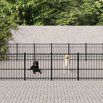 vidaXL Kojec zewnętrzny dla psa, stalowy, 37,64 m²
