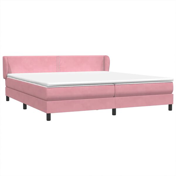 vidaXL Ł&oacute;żko typu Box Spring z materacami R&oacute;żowy 180x210 cm Aksamit