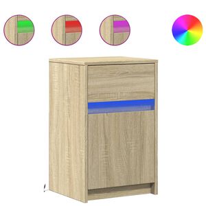 vidaXL Szafka nocna z LED, kolor dąb sonoma, materiał drewnopochodny