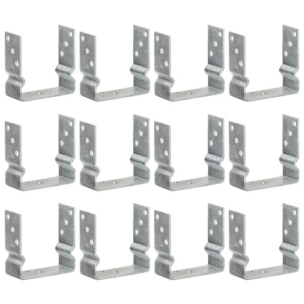 vidaXL Kotwy do słupk&oacute;w, 12 szt., srebrne, 14x6x15 cm, stal