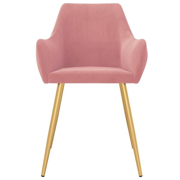 vidaXL Krzesła stołowe, 2 szt., r&oacute;żowe, obite aksamitem