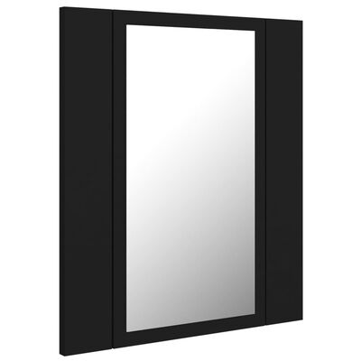 vidaXL Szafka łazienkowa z lustrem i LED, czarna, 40x12x45 cm