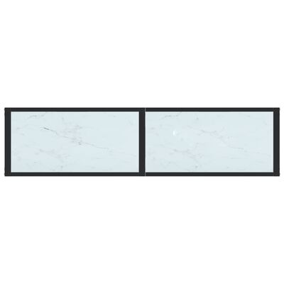 vidaXL Konsola, biały marmur, 140x35x75,5 cm, szkło hartowane