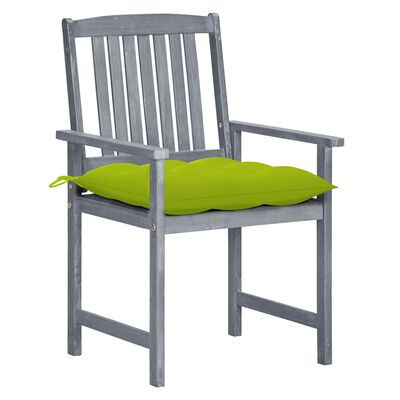 vidaXL Krzesła ogrodowe z poduszkami, 2 szt., szare, akacjowe
