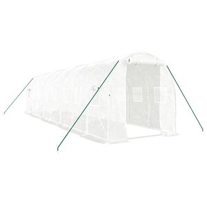 vidaXL Szklarnia ze stalową ramą, biała, 16 m&sup2;, 8x2x2 m
