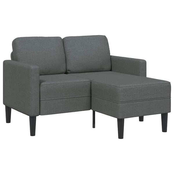 vidaXL Sofa 2-osobowa z szezlongiem w kształcie litery L, ciemnoszara, 125 cm, tkanina