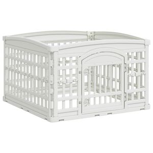 vidaXL Playpen dla Psa z 4 Panelami 88 x 88 x 56 cm Biały Składany