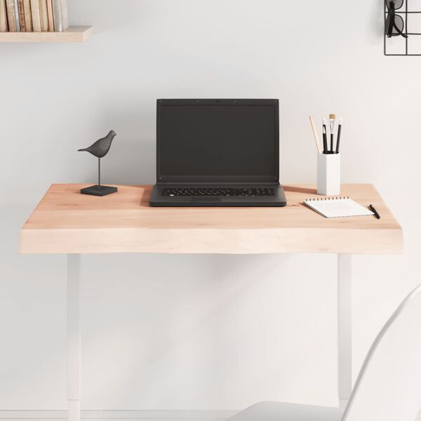 vidaXL Blat stołu, 80x60x(2-6)cm, surowy, lity dąb naturalną krawędzią