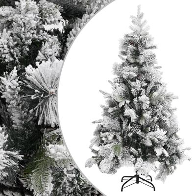vidaXL Choinka flokowana śniegiem z szyszkami, 195 cm, PVC i PE
