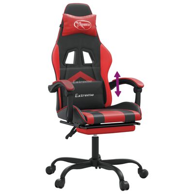 vidaXL Fotel gamingowy z podnóżkiem, czarno-czerwony, sztuczna skóra