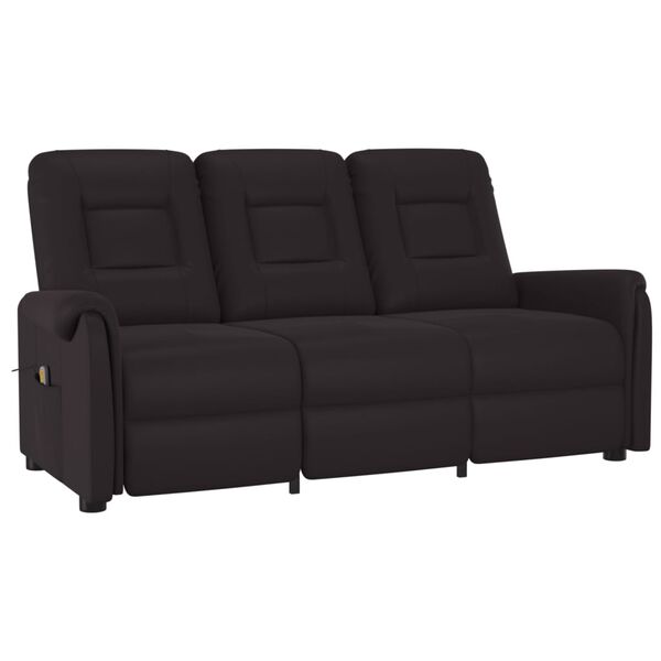 vidaXL Rozkładany fotel masujący, 3-os., czarny, sztuczna skóra