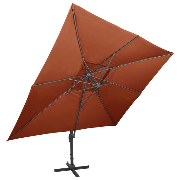 vidaXL Parasol ogrodowy Cantilever z podw&oacute;jnym blatem, terakota 400x300 cm