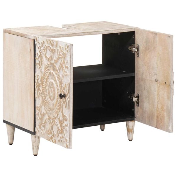 vidaXL Szafka pod umywalkę Biały 62 x 33 x 58 cm Drewno z mango
