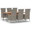 vidaXL 7-cz. zestaw mebli ogrodowych z poduszkami, szary, rattan PE