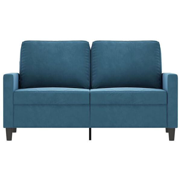 vidaXL Sofa 2-osobowa, niebieski, 120 cm, tapicerowana aksamitem