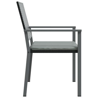 vidaXL Krzesła ogrodowe z poduszkami, 4 szt., czarne, 54x62,5x89 cm