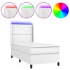 vidaXL Ł&oacute;żko kontynentalne z materacem i LED, biała ekosk&oacute;ra 100x200cm