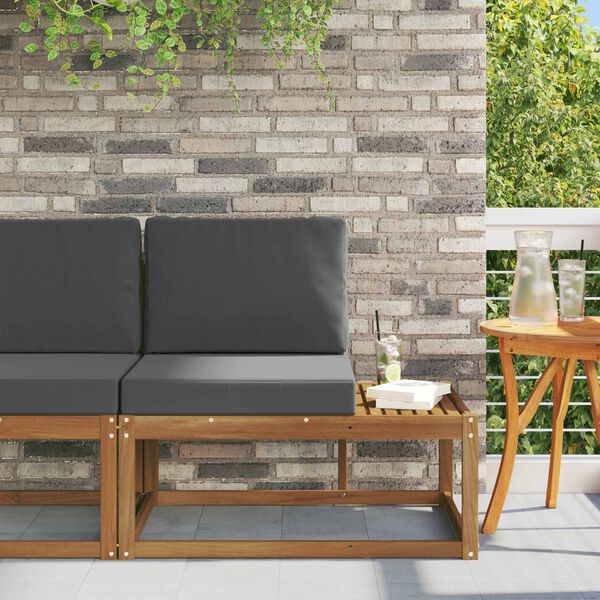 vidaXL Sofa końcowa na zewnątrz z poduszką Naturalny i Antracytowy