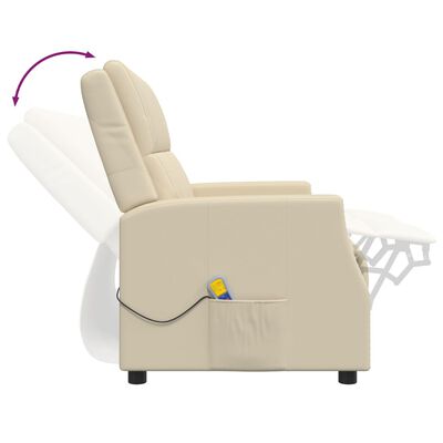 vidaXL 2-osobowy rozkładany fotel masujący, kremowy, sztuczna skóra