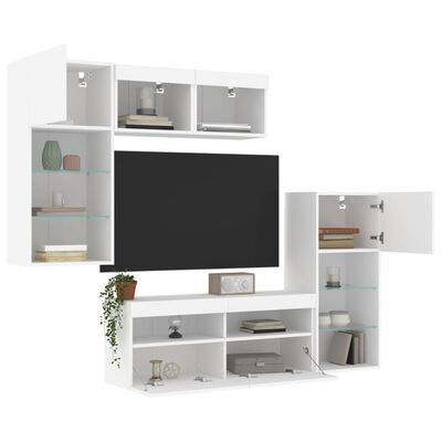 vidaXL 5-częściowy zestaw mebli TV z LED, biały