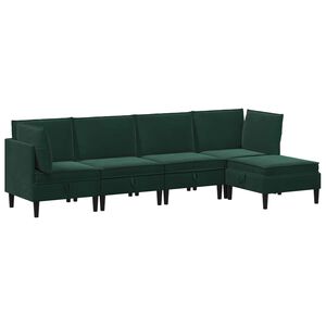 vidaXL Zestaw mebli do salonu z poduszką 5 pcs Ciemnozielony Welur