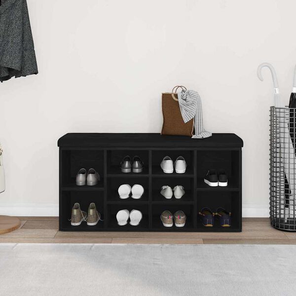 vidaXL Ławka na buty z p&oacute;łką Czarny Dąb 102 x 32 x 50 cm