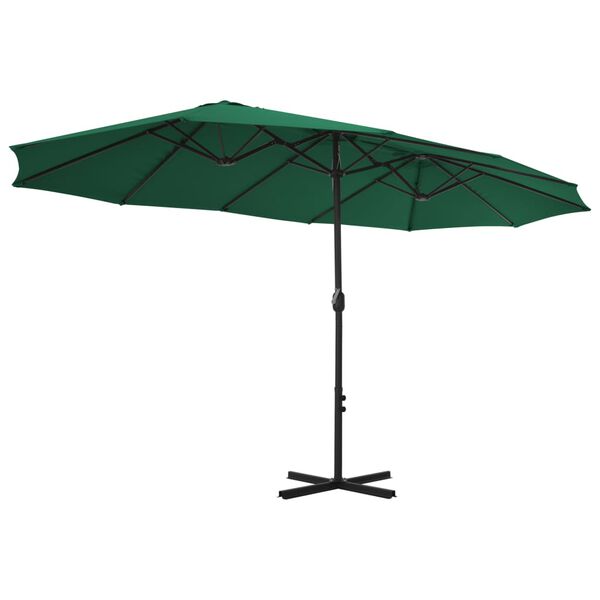 vidaXL Parasol ogrodowy na słupku aluminiowym, 460 x 270 cm, zielony