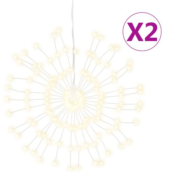 vidaXL Ozdoby świąteczne, 140 lampek LED, 2 szt., ciepła biel, 17 cm
