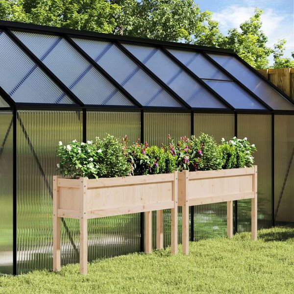 vidaXL Donice ogrodowe na nogach, 2 szt., lite drewno sosnowe