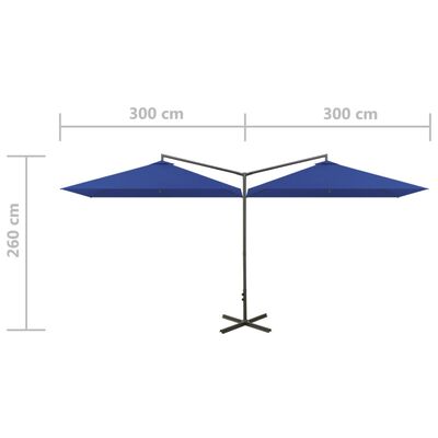 vidaXL Podwójny parasol na stalowym słupku, lazurowy, 600x300 cm