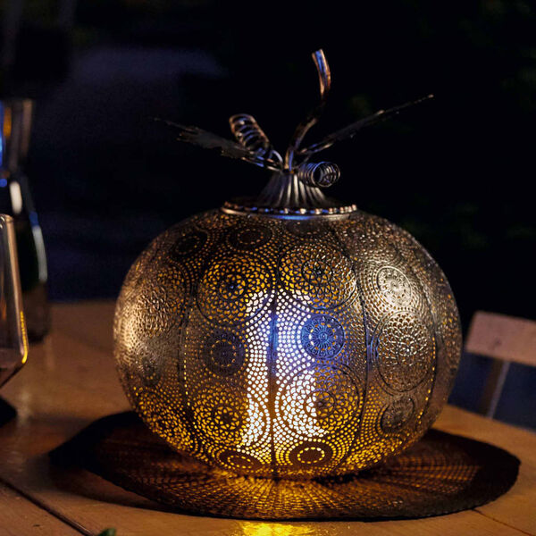 Luxform Lampa ogrodowa LED Pumpkin na baterie, stare srebro