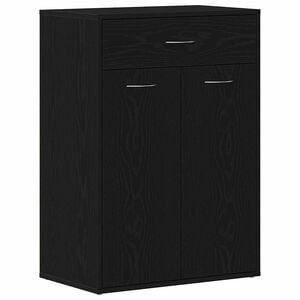 vidaXL Stojak na buty z szufladą z p&oacute;łką Czarny Dąb 60 x 35 x 84 cm