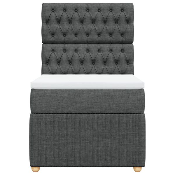 vidaXL Ł&oacute;żko kontynentalne z materacem, ciemnoszara tkanina 90x200 cm