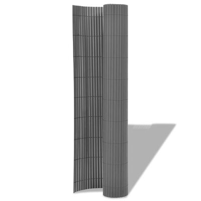 vidaXL Dwustronne ogrodzenie ogrodowe, PVC, 90x300 cm, szare