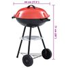vidaXL Przenośny grill węglowy XXL, z k&oacute;łkami, 44 cm