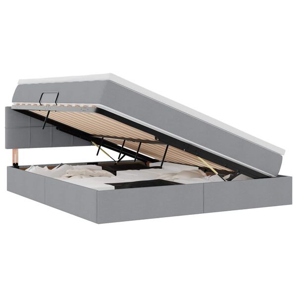 vidaXL Ł&oacute;żko z miejscem na przechowywanie i materacem Jasnoszary