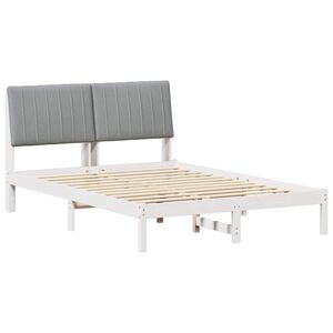 vidaXL Ramka ł&oacute;żka Z zagł&oacute;wkiem Biały 135 x 190 cm Lite drewno sosnowe