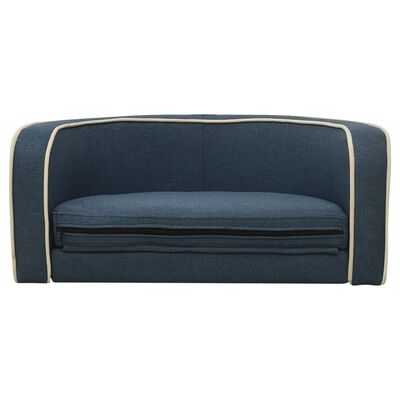 vidaXL Rozkładana sofa dla psa, niebieska, 76x71x30 cm, lniana