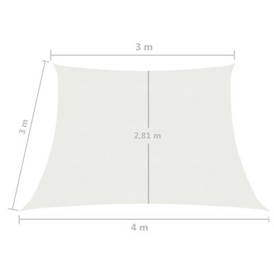 vidaXL Żagiel przeciwsłoneczny, 160 g/m², biały, 3/4x3 m, HDPE