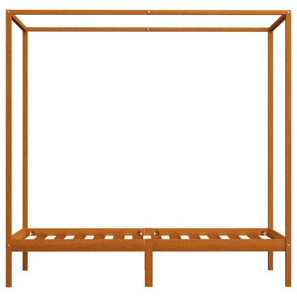 vidaXL Rama łóżka z baldachimem, miodowy brąz, lita sosna, 100x200 cm
