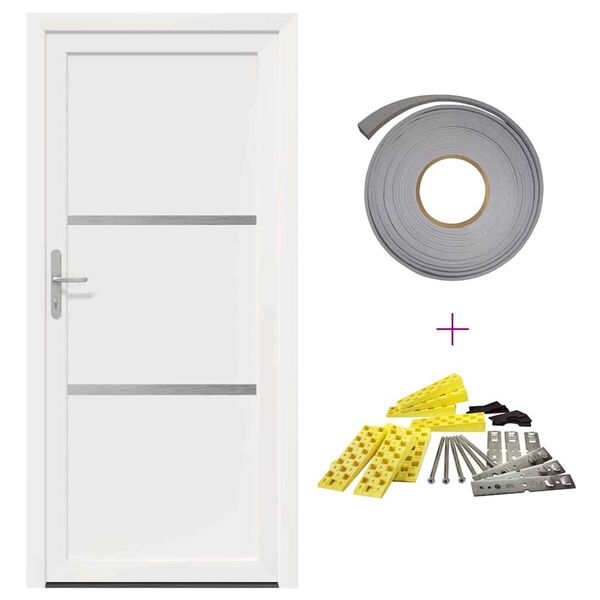 vidaXL Drzwi Frontowe Biały 108 x 208 cm PVC