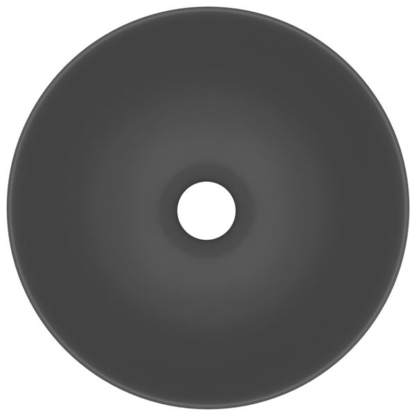 vidaXL Umywalka łazienkowa, ceramiczna, ciemnoszara, okrągła