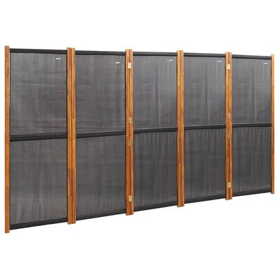 vidaXL Parawan 5-panelowy, czarny, 350 x 180 cm
