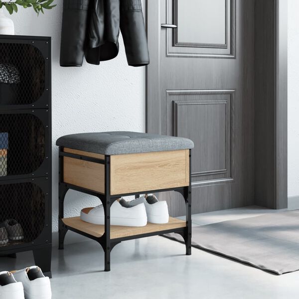 vidaXL Ławka na buty, dąb sonoma, 42x42x45 cm, materiał drewnopochodny