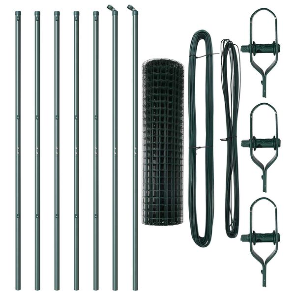 vidaXL Ogrodzenie z słupkiem Zielony 1,4 x 10 m Stal i PVC